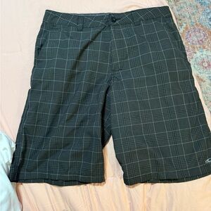 O'Neill Black Plaid Men's Flat Front Shorts